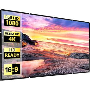 100 inches Projector Screen, 16:9 Anti-Crease Foldable Projector Screen for Home Theater