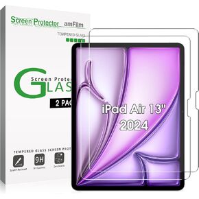 amFilm Designed for iPad Air 13 inch Screen Protector M3 2025 ＆ M2 2024 [ 7/ 6th Generation] Tempered Glass [Face ID & Apple Pencil Pro & Case Compatible] [ Anti-Scratch] [99.99% HD Clear]