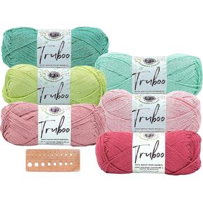 Lion Brand Yarn - Truboo - 6 pack refressment مع مقياس الإبرة (أحادي اللون)