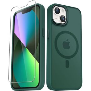 for iPhone 14 Plus Case, Matte Magnetic Phone Case with 1 Screen Protector, Support for Magsafe, Translucent Frosted Slim Shockproof Protective Cover for iPhone 14 Plus 6.7 inch, Black