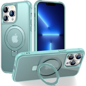 Magnetic Compatible with iPhone 16 Pro Case with Stand [Military Grade Drop Tested][Compatible with Magnet] Ring Translucent Slim Hard Back Soft Edge, Purple