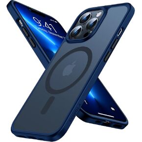 TORRAS Magnetic for iPhone 13 Pro Max Case [Military Grade Drop Tested] [Compatible with MagSafe] Translucent Hard PC Soft Slim Tough Anti-Fingerprint Case for iPhone 13 Pro Max Phone Case, Black