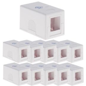 10-Pack Keystone Surface Mount Box, 1 Port, White - Sleek Design, Includes Mounting Screws & Tape, Ideal for Office Cubicles, Jack Surface Mount Box, Unloaded for Easy Installation