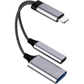 Iphone Lightning Male to USB Female OTG Adapter Charger Cable Converter for 13 12 11 Pro Max X Xr 7 8plus Ipad Dongle Splitter Camera Memory Flash Drive Cord Card Reader Mouse Keyboard Data Sync