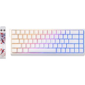 YUNZII x MADLIONS MAD68 HE Rapid Trigger Wired Magnetic Mechanical Gaming Keyboard 60% Hall Effect Switches Adjustable Actuation, PBT Keycaps RGB Hot-Swap,8K Hz Polling Rate(White,Amber Pro Switch)