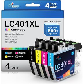 Q-image LC401XL LC401 Ink Cartridges Compatible for LC401 XL LC401XL Ink CartridgesHigh Yield Work for MFC-J1010DW MFC-J1012DW MFC-J1170DW Printer (1 Black, 1 Cyan, 1 Magenta, 1 Yellow,4 Pack)