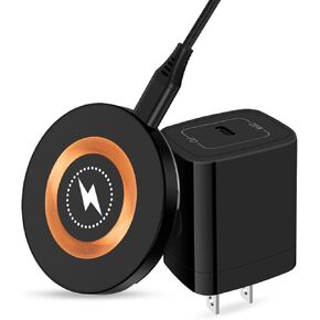 Samsung S25 Magnetic Wireless Charging Pad for Galaxy S25 Ultra Plus S24 FE S23 Ultra, 15W Magsafe Wireless Phone Charger Station with USB C Charger Block for iPhone 16 15 Pro Max Plus Pixel 9 8 7 Pro
