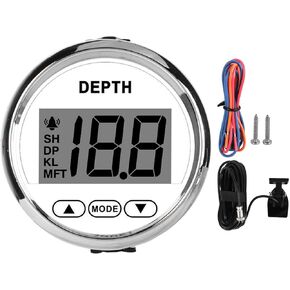 Depth Transducer, Depth Sounder Depth Finder Dash Depth Sounder Depth Transducer Fish Finders Depth Sounder Dash Depth Finder Transducer with White Backlight for Yachts Boats
