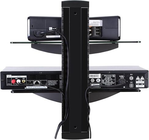 FITUEYES 2 Tiers Floating Shelves for Wall Under TV DVD Shelf Wall Mount Shelves Hold up to 22lbs Tempered Glass for PS4, Xbox, Game Console and Cable Box Black in Saudi Arabia