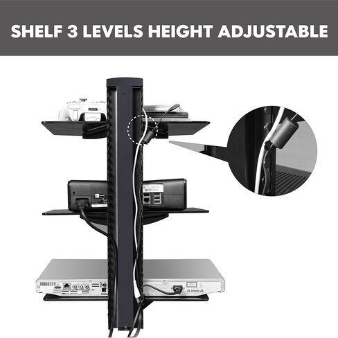 Fitueyes 2 طبقات عائمة الأرفف للجدار تحت تلفزيون DVD الرف رفوف جدار التثبيت تمسك حتى 22 رطل الزجاج المقسى ل PS4 و Xbox و Game Console و Cable Box Black in Kuwait