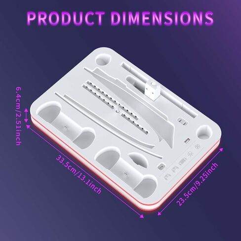 PS5 / ps5 Slim / PS5 Pro Stand and Cooling Station with RGB LED Controller Charging Station Compatible with PlayStation 5 Console, Controller Charger,3-Level Fan, Charge Three Devices Simultaneously in Saudi Arabia