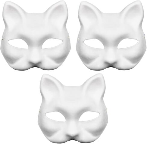 Cat Mask,10Pcs White Paper Cat Facemasks,Blank DIY Hand Painted Mask,Animal Mask for Halloween Cosplay Party Favors in Saudi Arabia
