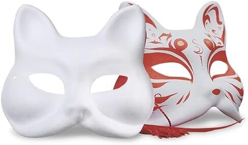 Cat Mask,10Pcs White Paper Cat Facemasks,Blank DIY Hand Painted Mask,Animal Mask for Halloween Cosplay Party Favors in Saudi Arabia