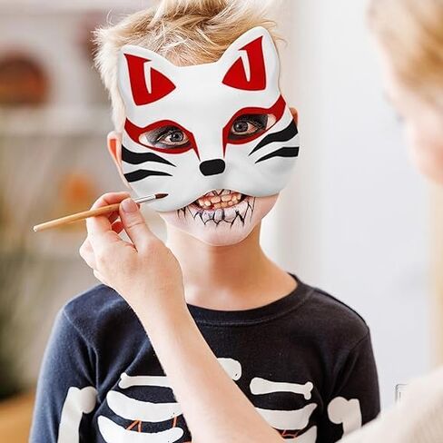 Cat Mask,10Pcs White Paper Cat Facemasks,Blank DIY Hand Painted Mask,Animal Mask for Halloween Cosplay Party Favors in Saudi Arabia