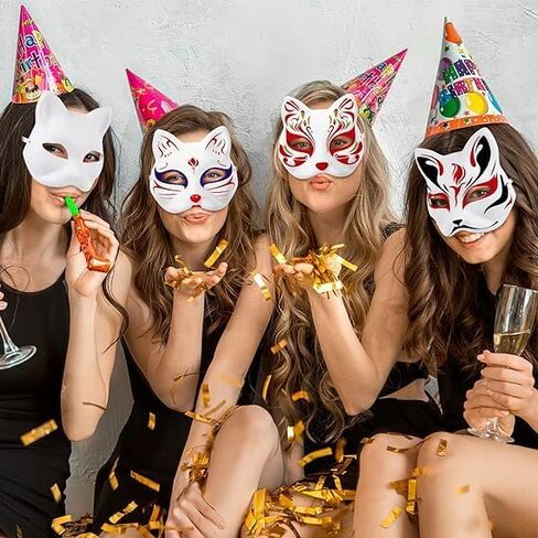Cat Mask,10Pcs White Paper Cat Facemasks,Blank DIY Hand Painted Mask,Animal Mask for Halloween Cosplay Party Favors in Saudi Arabia