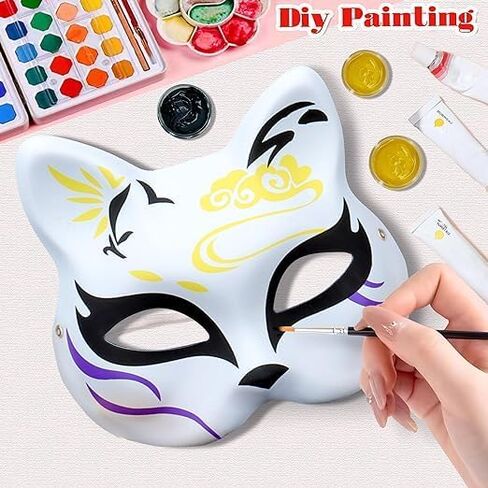 Cat Mask,10Pcs White Paper Cat Facemasks,Blank DIY Hand Painted Mask,Animal Mask for Halloween Cosplay Party Favors in Saudi Arabia