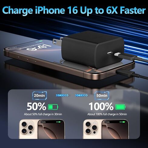 iPhone 16 Pro Max Charger Fast Charging, 45W Super Fast USB C Charger for iPhone 16 15 Pro Max 10ft Type C Cord with Fast Charger Block for iPhone 16/16 Pro/16 Pro Max/16 Plus,iPad, S24/S23 in Kuwait