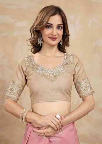 TRENDMALLS Women's Jacquard Silk Embroidery work Saree with Unstitch Blouse Piece (K1064-Green) in Kuwait