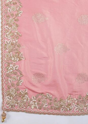 TRENDMALLS Women's Jacquard Silk Embroidery work Saree with Unstitch Blouse Piece (K1064-Green) in Kuwait