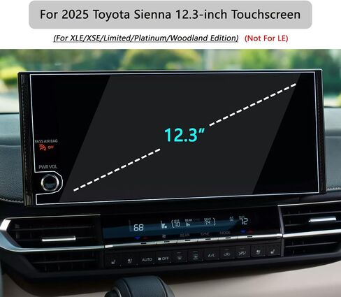 For 2025 Toyota Sienna (XLE/XSE/Limited/Platinum/Woodland Edition) 12.3-Inch Tempered Glass Screen protector Touchscreen 9H Anti-Scratch High Clear in Kuwait