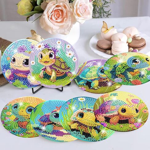 8 Pcs Diamond Art Coasters Kits for Adults - Christ Cross Diamond Painting Coasters Kits for Adults with Holder Cork Pads DIY Religion Diamond Art Dots Painting Coasters Set for Adult Beginners Crafts in Saudi Arabia