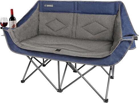 Oversized Double Camping Chair-Heavy Duty 2 Person Folding Loveseat Camp Couch for Adults,Portable Outdoor Lawn Chairs with Padded Seat for Fishing,Sports and Patio,Supports 500 LBS,Purple in Saudi Arabia