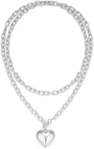 Gold Necklaces For Women Gold Heart Necklace Silver Link Necklace Heart Pendant Necklace Fashion Jewelry in Kuwait