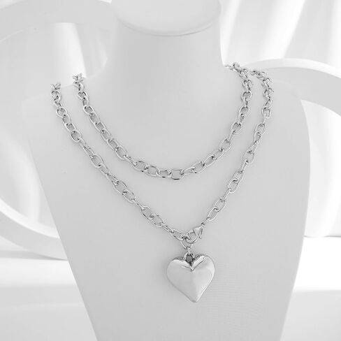 Gold Necklaces For Women Gold Heart Necklace Silver Link Necklace Heart Pendant Necklace Fashion Jewelry in Kuwait