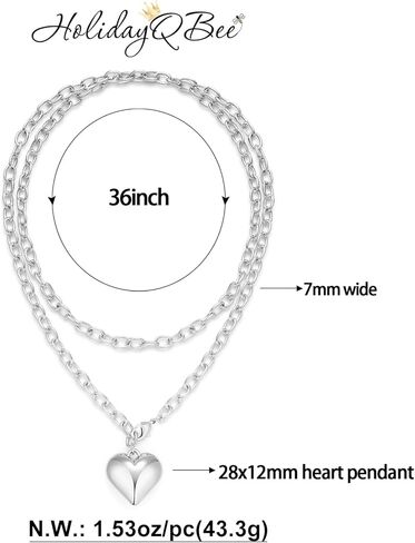 Gold Necklaces For Women Gold Heart Necklace Silver Link Necklace Heart Pendant Necklace Fashion Jewelry in Kuwait