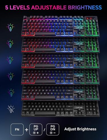 CHONCHOW Wireless Gaming Keyboard, 104 Key Rechargeable Rainbow LED Light Up Wireless Keyboard, for PC PS4 PS5 Xbox One Laptop, Teclado inalámbrico, (G221e) in Saudi Arabia
