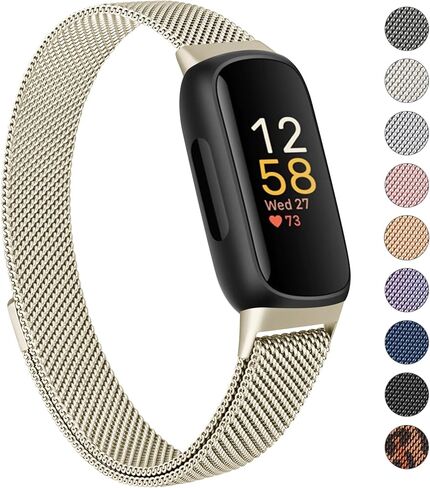 Amzpas band for Fitbit Inspire 3 Bands Women Men, Stainless Steel Mesh Loop Adjustable Magnetic Wristband Replacement Straps Compatible with Fitbit Inspire 3 Fitness Tracker in Kuwait