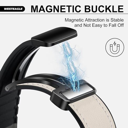 Magnetic Leather Bands Compatible with Fitbit Versa 4/Versa 3/Sense 2/Sense, Magnetic Clasp Wristband Accessory, Adjustable Soft Replacement SmartWatch Strap for Men and Women in Saudi Arabia
