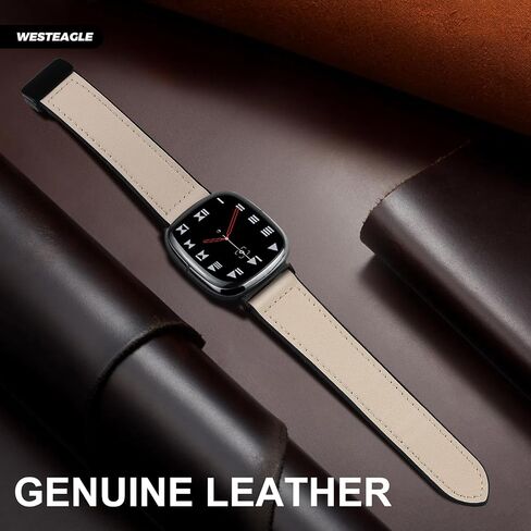 Magnetic Leather Bands Compatible with Fitbit Versa 4/Versa 3/Sense 2/Sense, Magnetic Clasp Wristband Accessory, Adjustable Soft Replacement SmartWatch Strap for Men and Women in Saudi Arabia