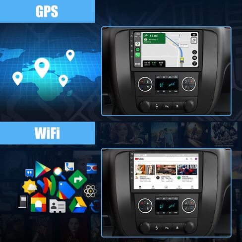 راديو سيارة AWESAFE 2GB+32GB Android 13 لسيارة GMC Yukon شيفروليه تشيفي سيلفرادو تاهو سوبربان 2007-2012 مع وحدة رأس لاسلكية Carplay Android Auto 9 بوصة in Kuwait