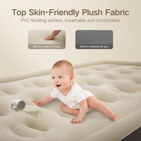 ALPHA CAMP 19" Twin Air Mattress with Built in Pump and Pillow, Blow up Mattress in 2 Mins Self-Inflation/Deflation with Soft Plush Top, Foldable Inflatable Mattress, Air Bed for Camping, Home Guest in Saudi Arabia