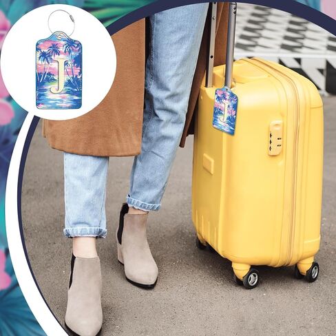 Initial Luggage Tags for Suitcases,2 Pack Personalized Luggage Tag with Privacy Name Card, Travel Bag Tags with for Women Men Kids Girls Travel Sports,Letters T in Kuwait