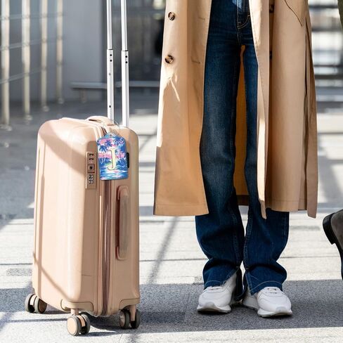 Initial Luggage Tags for Suitcases,2 Pack Personalized Luggage Tag with Privacy Name Card, Travel Bag Tags with for Women Men Kids Girls Travel Sports,Letters T in Kuwait