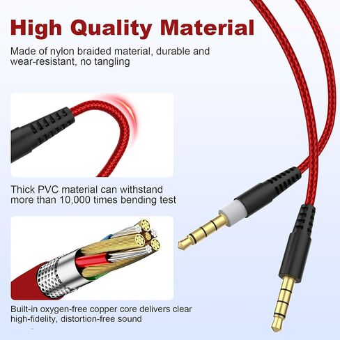 Cloud Alpha Cable Replacement Audio Cord Wire with Inline Mute and Volume Control Compatible with Kingston HyperX Cloud Alpha/Alpha S, Cloud Mix, Logitech G933, G633 Gaming Headsets (Red) in Kuwait