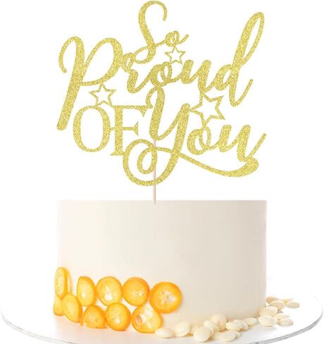 Kaoenla Glitter 'So Proud of You' Cake Topper, Graduation Party Decoration, Academic Celebration Supplies (red) in Saudi Arabia