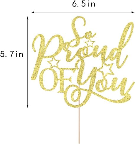 Kaoenla Glitter 'So Proud of You' Cake Topper, Graduation Party Decoration, Academic Celebration Supplies (red) in Saudi Arabia