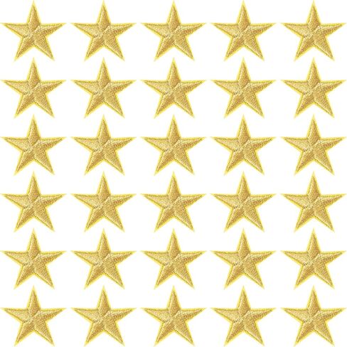 PAGOW 80 Pcs Star Iron on Patch, 1 Inch Sew on Star Embroidered Patches, Iron on Patches Embellishments for Clothes, Hats, Jackets, Star Decor, Appliques Decoration (Gold, Red, White, Blue, 1") in Kuwait