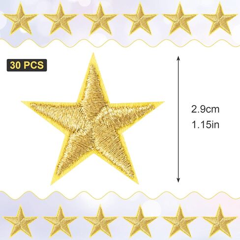PAGOW 80 Pcs Star Iron on Patch, 1 Inch Sew on Star Embroidered Patches, Iron on Patches Embellishments for Clothes, Hats, Jackets, Star Decor, Appliques Decoration (Gold, Red, White, Blue, 1") in Kuwait