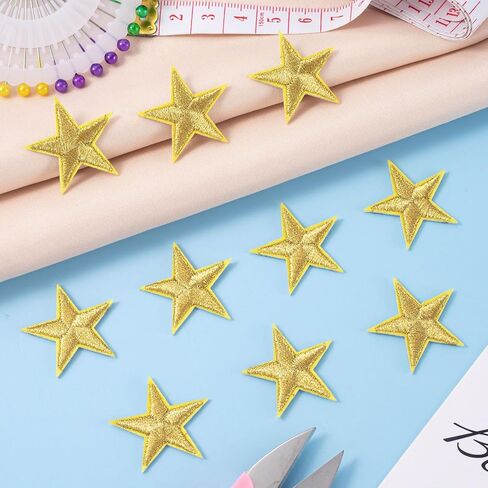 PAGOW 80 Pcs Star Iron on Patch, 1 Inch Sew on Star Embroidered Patches, Iron on Patches Embellishments for Clothes, Hats, Jackets, Star Decor, Appliques Decoration (Gold, Red, White, Blue, 1") in Kuwait