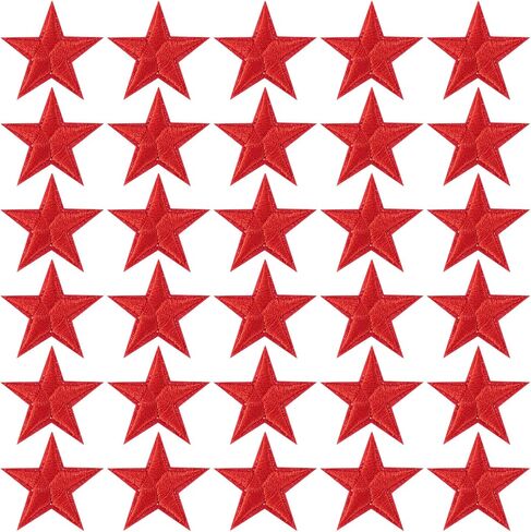 PAGOW 80 Pcs Star Iron on Patch, 1 Inch Sew on Star Embroidered Patches, Iron on Patches Embellishments for Clothes, Hats, Jackets, Star Decor, Appliques Decoration (Gold, Red, White, Blue, 1") in Kuwait