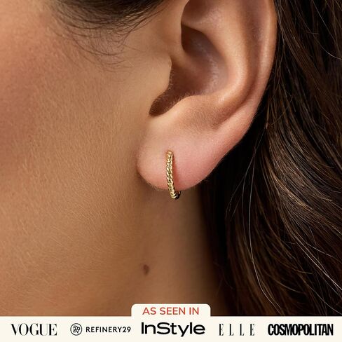 Ana Luisa Huggie Hoops - 14K Gold Dipped Minimal & Dainty Gold Huggie Hoops - Medium and Mini Sizes - Hypoallergenic, Water-Resistant & Tarnish-Free Earrings - Perfect Everyday Hoops (Medium - Gold) in Kuwait