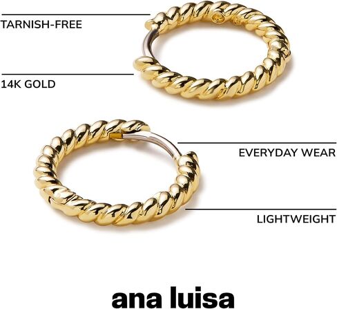 Ana Luisa Huggie Hoops - 14K Gold Dipped Minimal & Dainty Gold Huggie Hoops - Medium and Mini Sizes - Hypoallergenic, Water-Resistant & Tarnish-Free Earrings - Perfect Everyday Hoops (Medium - Gold) in Kuwait