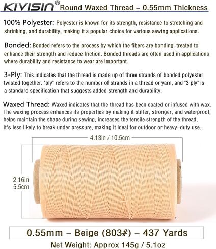 Thin Wax Polyester Thread, 0.45mm, 547 Yards, 3 Ply Round Waxed Cord Strings for Sewing, Beading, Binding, Micro Braiding, Fine Leather Craft and Micro Macrame Jewelry - Gray in Saudi Arabia