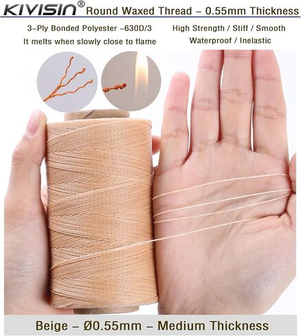 Thin Wax Polyester Thread, 0.45mm, 547 Yards, 3 Ply Round Waxed Cord Strings for Sewing, Beading, Binding, Micro Braiding, Fine Leather Craft and Micro Macrame Jewelry - Gray in Saudi Arabia