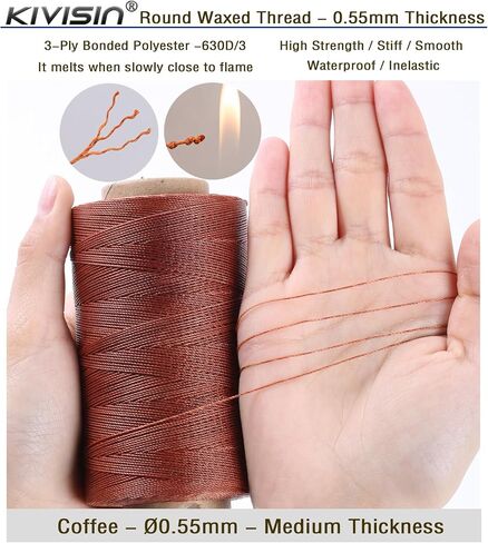 Thin Wax Polyester Thread, 0.45mm, 547 Yards, 3 Ply Round Waxed Cord Strings for Sewing, Beading, Binding, Micro Braiding, Fine Leather Craft and Micro Macrame Jewelry - Gray in Saudi Arabia