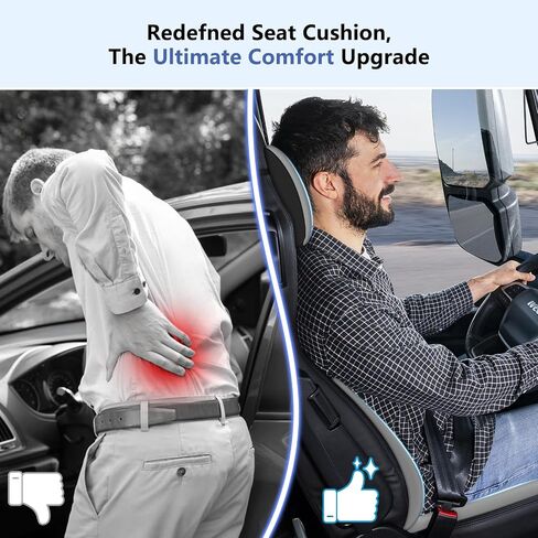 GEEYONTEK Car Seat Cushion with Neck Pillow & Lumbar Support Back Pain Relief Pillow Memory Foam, Ergonomic Car Pillow for Driving Seat Office Chair-3 Pcs, Black in Saudi Arabia